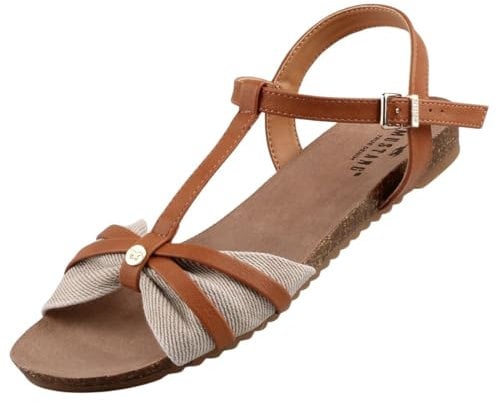 MUSTANG Femme 1307814/429 Sandale Plate, Beige Jean, 38 EU