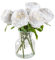 DuHouse Seidenrosen, künstliche Weiß Rosen mit Stielen, fühlt Sich echt an, künstliche Blumen für Arrangement, Hochzeit, Party, Heimdekoration, 5 Stück