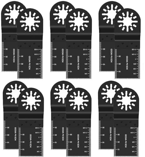 Multitool Sägeblätter, 12 Stück Multimaster Sägeblätter für Multitool Zubehör, Holz Kunststoff Multifunktionswerkzeug Zubehör, Bosch Multitool Zubehör, Sägeblatt Universal