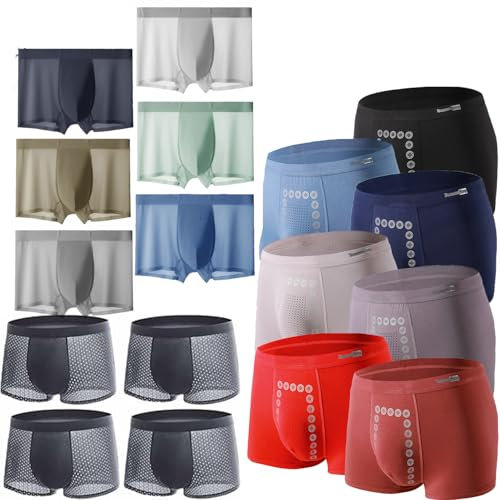 4/8 pcs Boxhero Boxer en Fibre de Bambou, Boxer en Fibre de Bambou, Box Hero Boxer en Bambou pour Un Confort Toute la journée sous-vêtements pour Hommes Boxer en Bambou (8 pièces-B,6XL)
