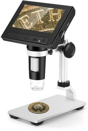 Microscope Digital Electronic Microscope 1000X 4.3 Display Magnifying Loupe Camera Lens 2MP Adjustable LED Microscope For Soldering (Color : Metal stand)