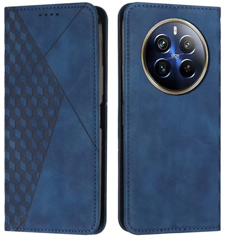KOUYI Kompatible mit Oppo Realme 12 Pro/Realme 12 Pro+ Hülle, Retro Premium PU Leder Weich TPU Klapphülle Kartenfächer Magnetic Standfunktion Flip Wallet Shockproof Handyhülle (Blau)