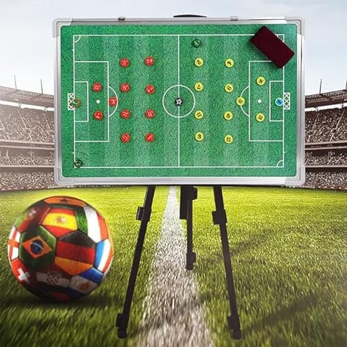 Fußball-Taktiktafel, Fußballtrainer-Taktiktafel Mit Tasche Und Einziehbarem Stativ, Doppelseitig Magnetisch, Beschreibbar Und Löschbar Für Das Kommandotraining