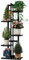 Bamworld Pflanzenständer Blumenständer Bambus Pflanzenregal Indoor Blumenregal Kleines Metall Blumenständer für Terrasse, Garten, Balkon, Wohnzimmer, Schlafzimmer (Schwarz-5 Etagen)