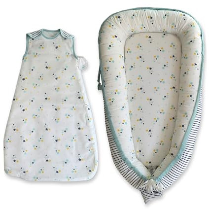 It's Petite Nido Bebe Recien Nacido con Saco Bebe a Juego - Reductor Cuna Bebe 100% Algodón Eco - Ninho para Bebe - Baby Nest