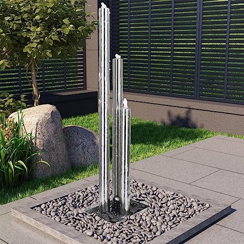 qohoio Fontana da Giardino Argento 48x34x153 cm in Acciaio Inox,Arredo,Fontane e laghetti,Fontane e cascate ornamentali-48092