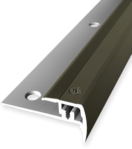Treppenkantenprofil 21 x 21.5 x 1000 mm Winkelprofil Aluminium Geriffelt Versenkt Gebohrt Bronze Einfasshöhe 4-9 mm Küberit