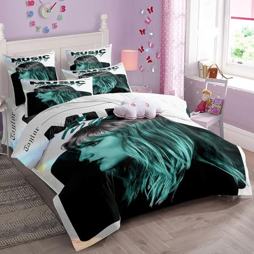 Enfunt-Home Duvet Cover Set Tayler Sft Soft Lightweight Microfiber 3 Piece Bedding Set with 2 Pillowcase Kids Quilt Cover Closure Single 135 x 200 cm