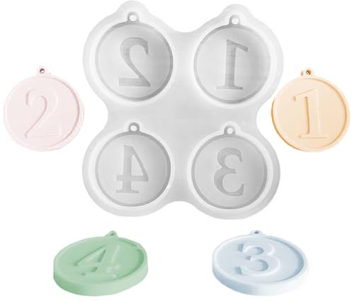 Silikonform Weihnachten Anhänger WISIRENT, Runden Zahlen Anhänger Silikon Gießform mit1-4, Silikonform Adventszahlen 3D silikonformen Zahlen, Gießformen Weihnachts für Halloween