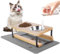 Qyapeixy Elevated Cat Bowls with Food Mat, 15° Tilted Anti Vomiting Raised Cat Feeder for Indoor Cats and Puppy, 2 Stainless Steel Bowls for Food and Water