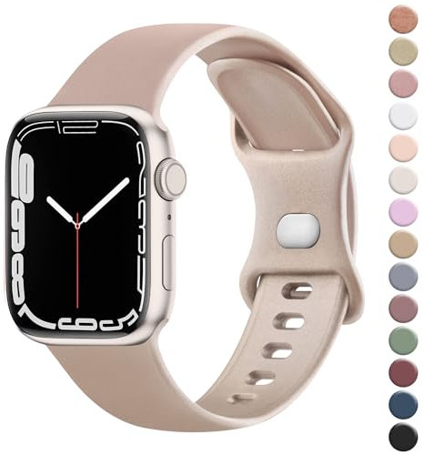 Strap for Apple Watch Straps 42mm 41mm 40mm 38mm for Women Men, Soft Silicone Sport Band for iWatch Series 10 9 8 7 SE 6 5 4 3 2 1 Ultra (Pink champagne,38mm/40mm/41mm/42mm(Series 10))