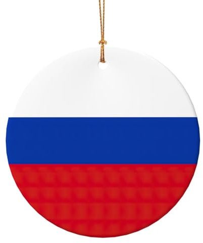 Keramik-Weihnachtsschmuck mit russischer Flagge, Geschenk, Mini-Dekoration, Outdoor-Hängeornamente