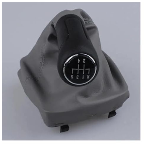 Schaltknauf Für VW Für Polo 9N 9N2 GTI 2002 2003 2004 2005 2006 2007 2008 2009 2010 Hebel Stick Boot Abdeckung 5 Geschwindigkeit Auto Schaltknauf Auto Getriebekopf(Grau)