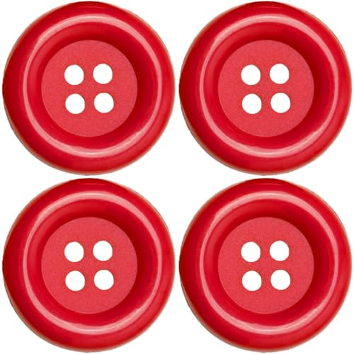 XL-Knöpfe 5cm 4 Stk | Große Knöpfe für Fasching Kostüme Karneval | Clown XXL (rot)