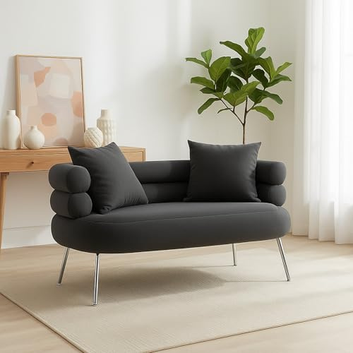 Dmora Sofa 2-Sitzer Roosevelt 133x68x69 cm Grau, Armlehnen