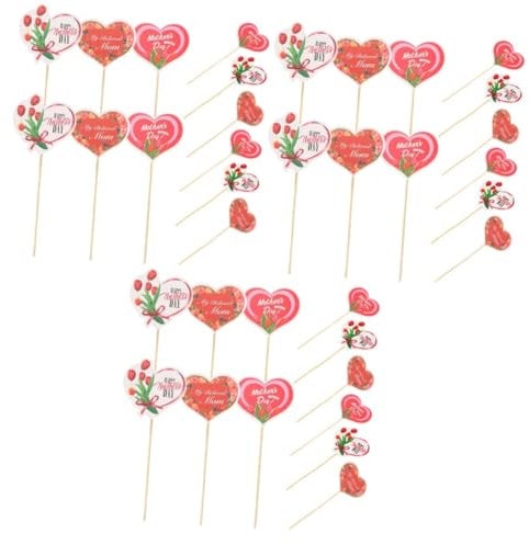 PRETYZOOM 3 Sätze Torteneinsätze Zum Muttertag Tortendekor-topper Kucheneinlage Karten Abs Muttertagsgeschenke Muttertag Kuchendeckel Kuchenauswahl Zum Muttertag Holz 48 Stück * 3