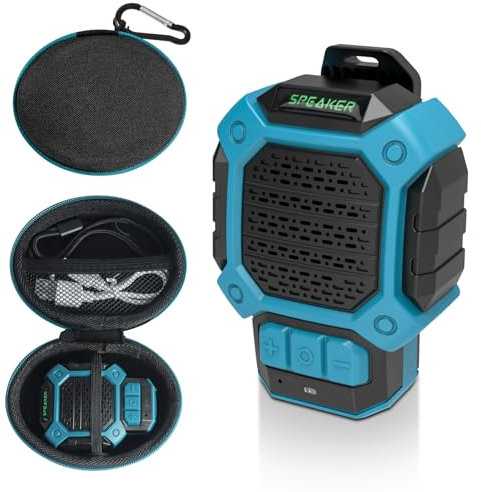 QUPERR Bluetooth Lautsprecher Klein – Mit Clip, Magnet & Trageschlaufe, Mini Lautsprecher Bluetooth 5.3 mit integriertem Mikrofon, IP56 Staub- & Spritzwasserschutz, ideal für Outdoor