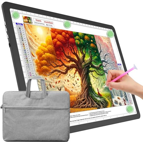 TOHETO A4 Leuchttisch mit Tasche für Diamantmalerei, Ultraheller Leuchtkasten mit Seitliche Tasten, LED Licht Pad zum Nachzeichnen, Lichtplatte Lichttafel zum Skizzieren, Zeichnen, Designen (Schwarz)
