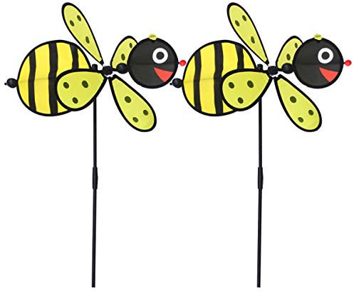 Supvox 2 Stücke tierische Windmühle Kleinkinder Biene Windspiele Dekorationen Bienen für kinderspielzeug dekorierte windmühle im freien Windmühle aus Stoff Plastik Yellow