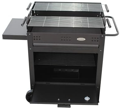 Barbecue a Legna XXL GMR Trading - BBQ a Carbone da Esterno con Forno Pizza Integrato, Griglia Ampia 71,5x26cm, 2 Ripiani Laterali, Struttura Solida, Design Nero Made in Italy