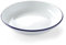 HENDI Plato de acero esmaltado blanco, con borde azul, cuenco, recipiente redondo, para horno de cocina, para preparar y servir diferentes platos, sopas, caldos, postres, ensaladas, ø240x(H) 40mm