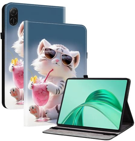 TEDTIKJT Funda para Honor Pad X8a /Honor Pad X9 11 2024 Tableta Flip Cover Protectora Carcasa PU Cuero con 2-Ranura Tarjetas y Función de Soporte para Honor Pad X8a Funda,Dibujos Animados Tigre