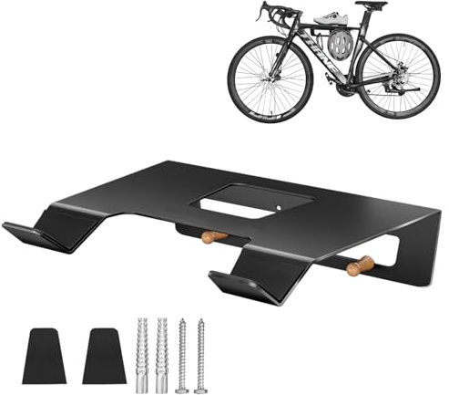 SkyProsper Fahrrad Wandhalterung - Große Aufbewahrungsschale 35x30cm für Helme, hält bis 30kg - Geeignet für Rennrad/MTB/Gravel Bike, Lenkerbreite bis 500mm - Einfach zu montieren
