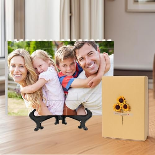 XSTZR Personalisierter Bilderrahmen im Baustein-Stil – Individueller Fotorahmen mit Name & Datum – Einzigartiges Geschenk für Paare, Hochzeit, Jahrestag, Vatertag, Geburtstag (Rechteck)