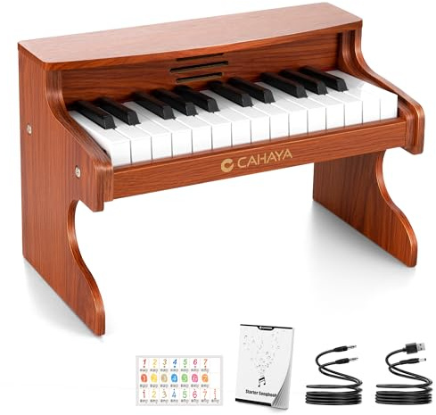 CAHAYA Pianoforte in Legno per Bambini: Tastiera Digitale 25 Tasti Educativa Regalo di Natale o Compleanno per Bimbi 3+