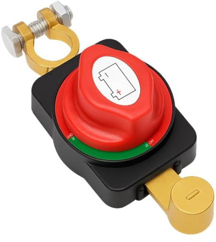 Battery Isolator Switch, 12V–24V Heavy Duty Disconnect Switch, Top Post Car Battery Cut Off with Copper Terminal, for Car, Truck, Marine, Boat, RV, ATV, Camper, Trailer