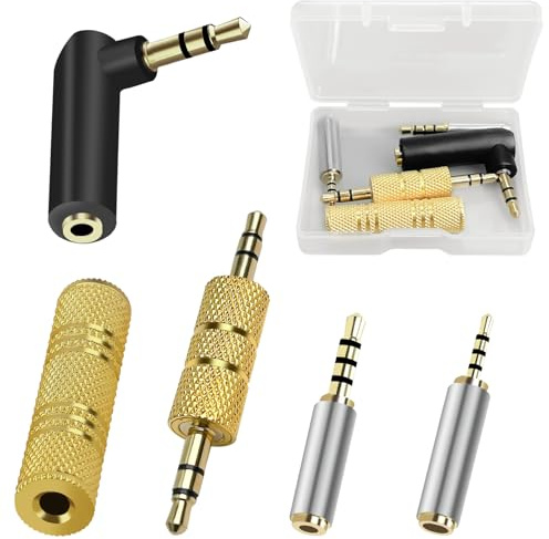 CiShow 5 pezzi adattatore audio stereo, 3,5 mm/2,5 mm, 3,5 mm, 2,5 mm adattatore audio per cuffie, maschio-maschio, jack femmina-femmina, maschio-jack femmina