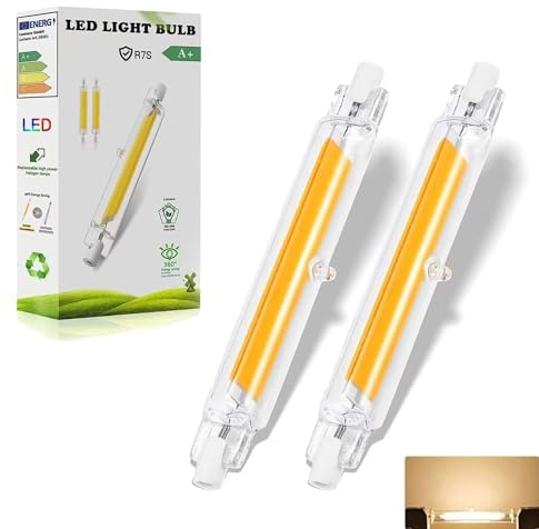 Dvnoua R7S LED 118mm Dimmbar Warmweiß, 20W R7S LED Ersatz für 200W Halogenstab, Led 118mm 2000LM Kein Flackern, 360°Abstrahlwinkel, AC 220-240V, für Zuhause/Außenbeleuchtung, 2 Stück