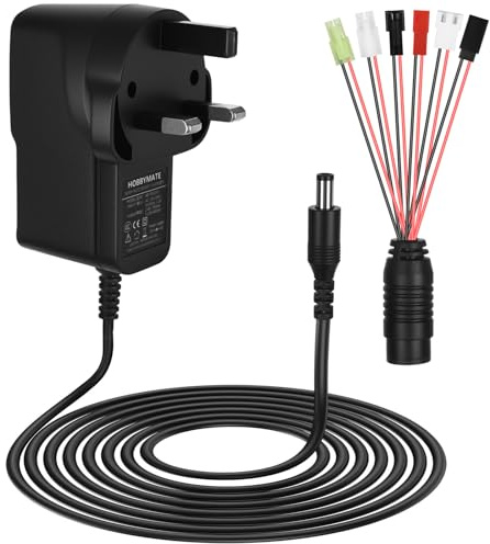 YHNDECO 2.4V-12V Charger for Ride on Car, Battery Charger for Kids Electric Ride on Car for RC Car/RC Boat/RC Aircraft/Drone/Airsoft, Compatible with Standard Tamiya/Mini Tamiya/SM 2P/JST/XH/Futaba