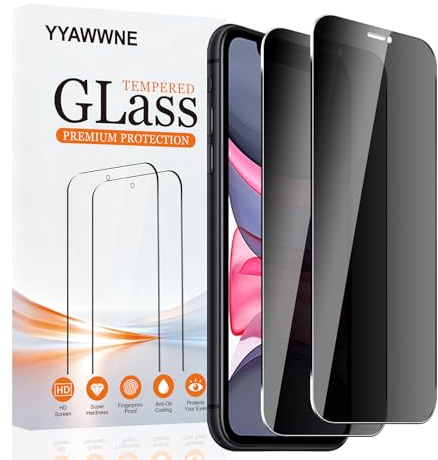 YYAWWNE 2 Pack Privacy Screen Protector for iPhone 11/XR | Anti-Spy Tempered Glass, 9H Hardness, Bubble-Free, Case Friendly