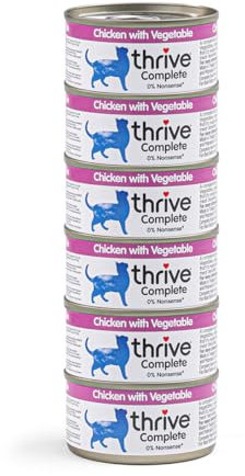 Thrive Wet Cat Food Chicken with Vegetables Complete Food for Adult & Senior Cats Nutritious Gourmet Quality Cat Food Tins Hypoallergenic 75g 6pk.