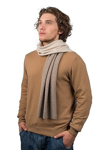 Dalle Piane Cashmere - Zweifarbiger Schal aus 100% Kaschmir - Made in Italy - Mann, Farbe: Beige, Einheitsgröße