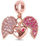 GNOCE Charms Pendentif Forme de Cœur Ouvert en Argent Sterling 925 Amour Surprenant Breloque Or Rose avec Cristal Swarovski Compatible avec Bracelets et Colliers