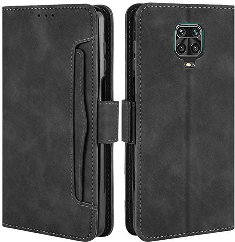 HualuBro Cover per Xiaomi Redmi Note 9S, Redmi Note 9 PRO Cover, Flip Cover a Libro in Premium PU Pelle Magnetica Antiurto Case Portafoglio Custodia per Redmi Note 9S Cover - Nero