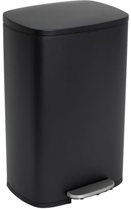 Poubelle de cuisine à pédale 50L Design ADMIRAL Noir mat en acier Inox avec seau et fermeture douce