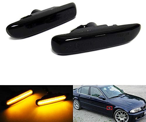 RZG 2x Seitenblinker schwarz LED Blinker für 98-02 E46 3 er Stufenheck Coupe Vor LCI 01-04 E46 Schrägheck