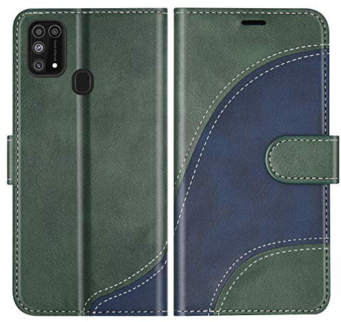BoxTii Cover per Galaxy M31, Custodia in PU Pelle Portafoglio per Samsung Galaxy M31, Magnetica Cover a Libro con Slot per Schede, Verde