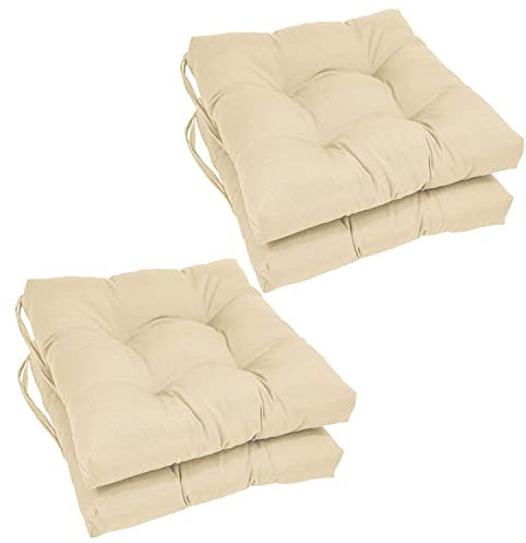 4 Cojines para Silla, 40x40 CM, Acolchados, Relleno de Algodón 7cm, Cómodos y BIandos, Ideal para la Decoración de Cocina y Salón, Comedor y jardín. Fabricados en España (Beige, Pack 4 unidades)