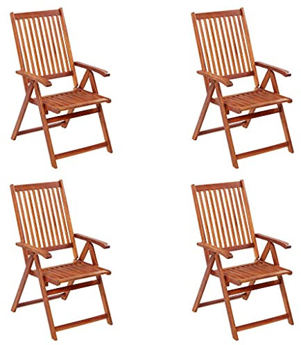 Hommdiy 4X Akazienholz Massiv Gartenstuhl Klappbar Holzstuhl Stuhl Gartenmöbel Klappstuhl Stühle Essstuhl Balkonstuhl Terrassenstuhl