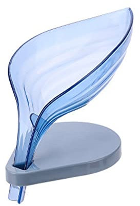 SPORTARC Porte-savon en forme de feuille pour salle de bain avec drainage, séchage rapide avec ventouse pour salle de bain et cuisine, bleu