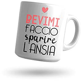 Generico Bevimi Faccio Sparire L'ansia Tazza Mug in Ceramica con Stampa Personalizzata Colazione Felice Idea Regalo Compleanno Divertente Ironica Originale Natale Amore Amicizia Made in Italy