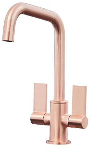 Liquida W18CP Twin Lever D Shape 360 Swivel Spout Copper Kitchen Mixer Tap