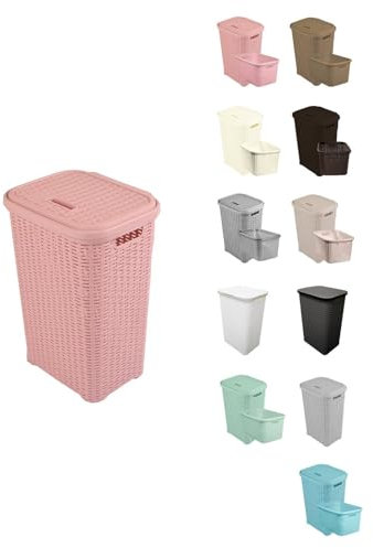 JARDIN202 - Panier à linge design rotin 60 litres (Rose)