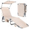 COSTWAY Sonnenliege mit Dach & Seitentasche, klappbare Gartenliege mit Verstellbarer Rückenlehne, Strandliege, Liegestuhl für Garten, Pool, Terrasse, 193 x 56 x 32 cm, Beige