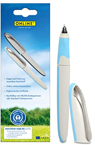 Online Tintenroller Air Blau | Blauer Engel zertifiziert | hochwertiger Tintenpatronen-Rollerball in ergonomischem Dreiecks-Design | Magic Ball Technik | nachfüllbar | inklusive Tintenpatrone blau