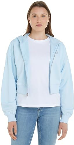 Calvin Klein Jeans CK Embro Badge Zip-Through J20J222885 Felpa, Blu (Keepsake Blue), S Donna
